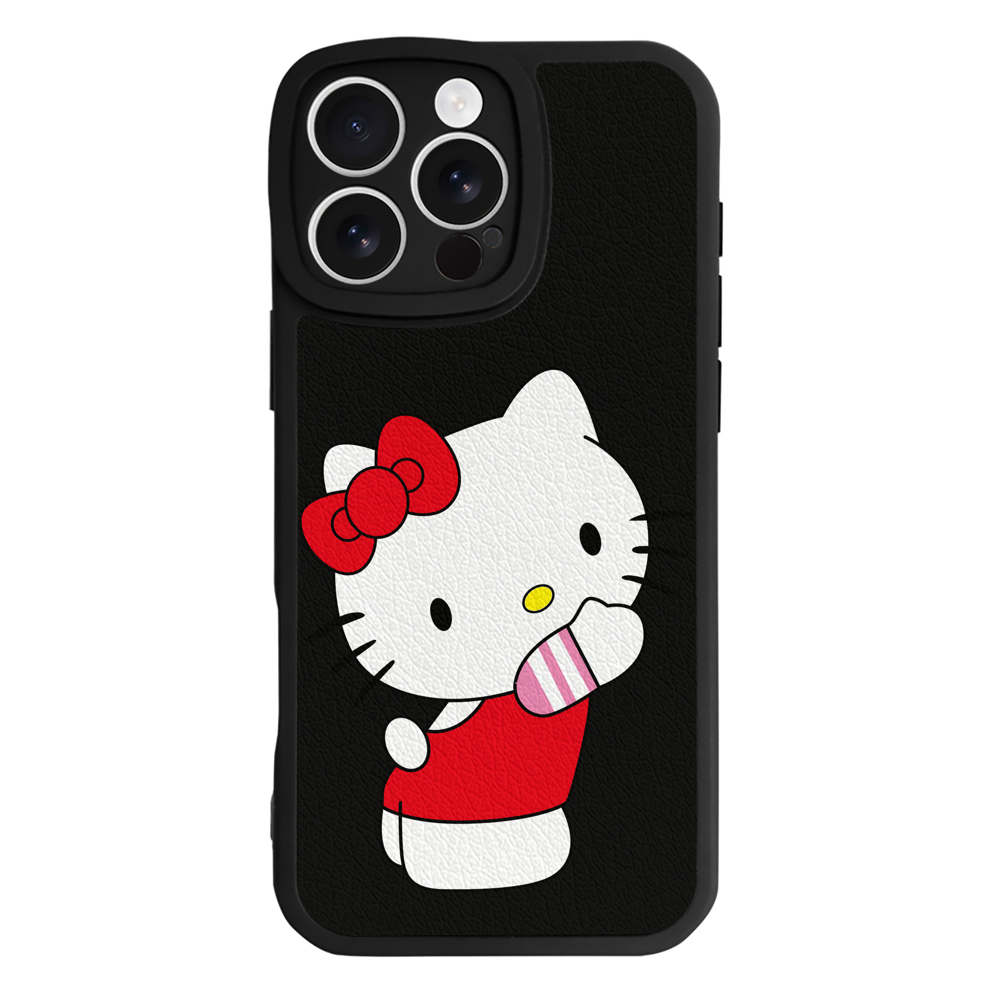 （画像用） Hello Kitty ハローキティ 【iPhone 16シリーズ対応】シリコンスマホケース（レザー調） 材質：シリコン